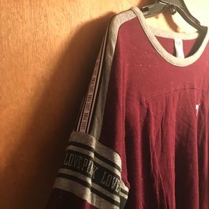 Victoria Secret PINK Maroon and White Baseball Tee